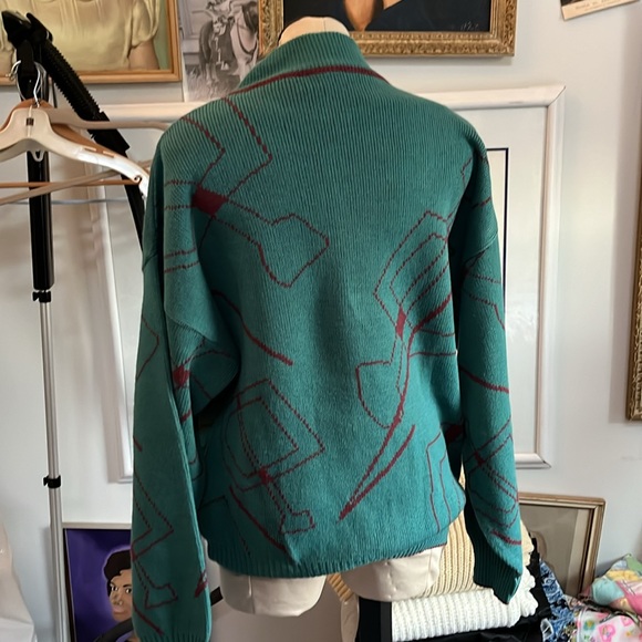 Vintage 80’s Pullover Sweater. Teal and Purple - Picture 2 of 4